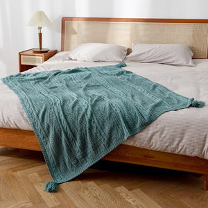 Manta Decorativa con Borlas, Cálida y Cómoda para Todas las Estaciones, Tejida con Patrones Vintage <span class=keywords><strong>de</strong></span> Dibujos Animados para Sofá, Taburete, Cama y Viajes - Product Image 3