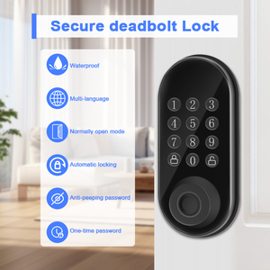Serrure de porte intelligente en aluminium étanche avec WiFi, BLE, application, reconnaissance faciale, empreinte digitale, code, clé et clavier à combinaison, et pêne dormant - Product Image 5