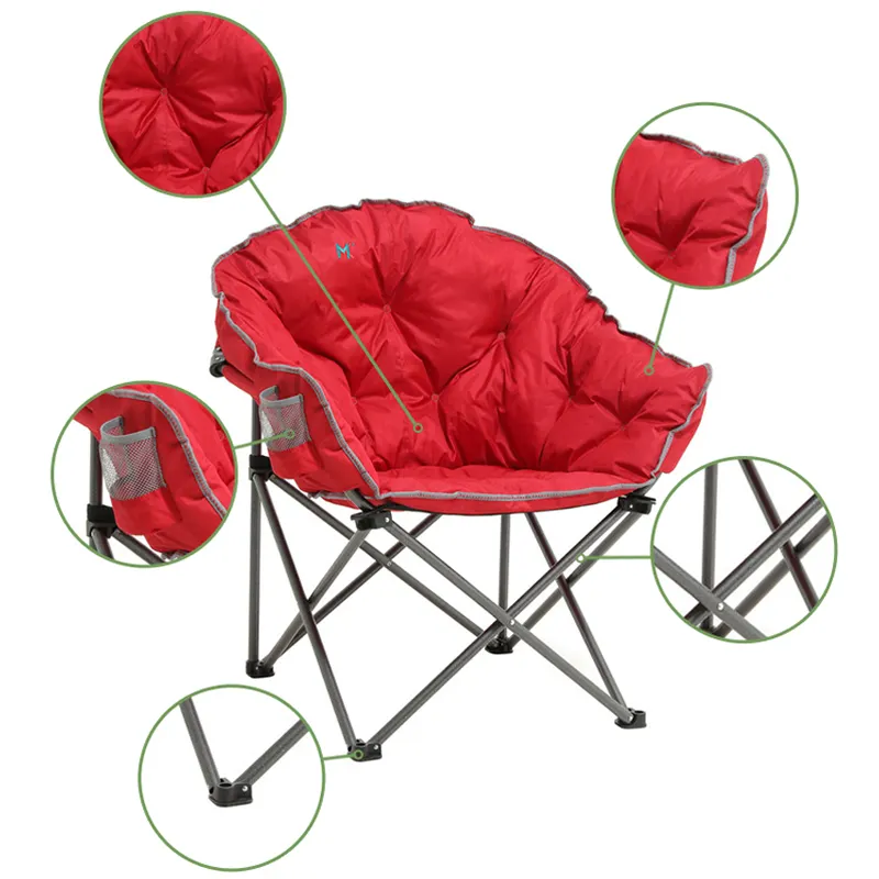 Custom Outdoor Portable Adult Sofa Chair Moon Padded Leisure Folding Patio Garden Camping Chair