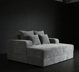 Chaise longue <span class=keywords><strong>convertible</strong></span> ultra-compressible, <span class=keywords><strong>canapé</strong></span> d'appoint gris pliable avec coussins, installation rapide pour petits appartements - Product Image 2