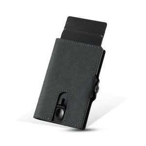 Casekey Real Crossing Pattern Leather <b>Wallet</b> Aluminum Credit Card Holder <b>RFID</b> Protection <b>Men</b> <b>Wallet</b> With Coins Zipper Pocket - Product Image 1