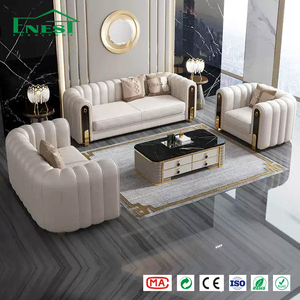 Divani di Lusso in Vera Pelle Premium, Arredamento Moderno di Alta Gamma <span class=keywords><strong>per</strong></span> Ville, Soluzione Completa <span class=keywords><strong>per</strong></span> Designer d'Interni, Set <span class=keywords><strong>Soggiorno</strong></span> in Marmo - Product Image 1