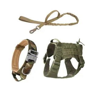 Оптовые продажи k9 поводок собаки жгут-Дизайнерская тактическая армейская шлейка для собак под заказ, поводок, ошейник, жилет, набор с логотипом k9, Военная Тактическая шлейка для собак больших пород