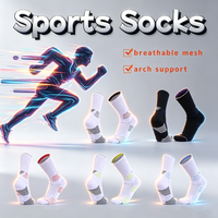 Chaussettes de sport rayées personnalisées avec logo, en polyester et nylon, respirantes, anti-humidité, en maille, imprimées numériquement, pour la course à pied et la randonnée