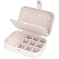 Double Boîte de Rangement Anneau Boucles d'Oreilles Organisation Petite Grille Fine Motif Palm Zipper Sac Grand Rabat Cuir Double Boîte