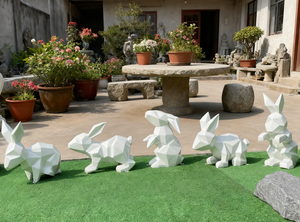 2025รูปปั้นกระต่ายตัดเรขาคณิตสีสัตว์ศิลปะแอบสแตรกขนาดกำหนดได้เองรูปปั้นกระต่ายเรซิ่นสุดหรูทนต่อสภาพอากาศในสวน - Product Image 5