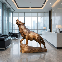Sculpture de loup rampant en bronze sur mesure - Technique de moulage entièrement adaptée à vos spécifications - Figurine animale