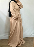 Abaya islamique élégante et modeste R-868 pour femmes, longueur cheville, manches longues, respirante, pour les fêtes et le quotidien, pour le Ramadan/Eid