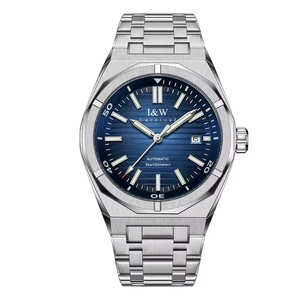 Montre mécanique automatique pour hommes en acier inoxydable, boîtier à découpe polygonale, verre saphir, miroir, résistance à l'eau 50m - Product Image 1