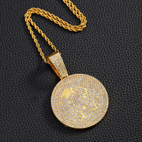 Personnalisable rond cercle solide bébé Angle en alliage de Zinc hommes diamant strass Hip Hop pendentifs bijoux à la mode