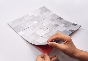 Prêt à expédier en métal argenté brossé 3D <span class=keywords><strong>convexe</strong></span> peler et coller les carreaux de mosaïque en aluminium - Product Image 5