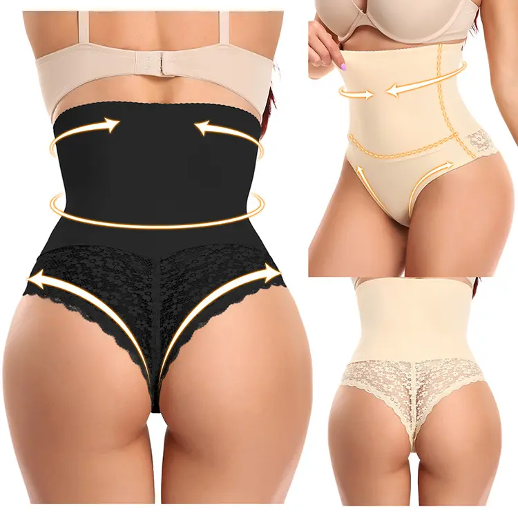 High Waist Slimming Tummy Control Underwear Corset Sheath Trainer Shaperwear Lace Panties Women Butt Lifter Thong Body Shaper