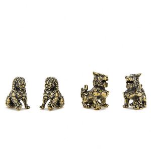 Antique Brass Lion Ornaments <b>Vintage</b> <b>Mini</b> Solid Lion Ball Tea Pet Ornaments Home Office Desktop Decoration - Product Image 1