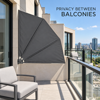 Paravent pliant mural pour balcon 140x140CM, auvent latéral en forme d'éventail avec support en acier pour terrasse, vente en gros