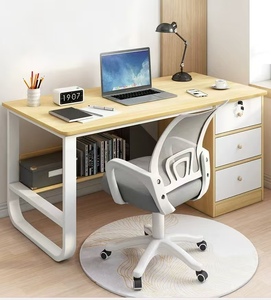 Elegante <span class=keywords><strong>escritorio</strong></span> moderno para estudiantes con marco de metal superior de madera, mesa de estudio sencilla para el hogar, oficina, <span class=keywords><strong>escritorio</strong></span> para ordenador, <span class=keywords><strong>estantería</strong></span> - Product Image 3