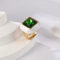 Cincin Hadiah Ulang Tahun Wanita Trendi Grosir Pabrik, Lapis Emas 24K Baja Anti Karat Mutiara Buatan Laboratorium Bentuk Bulat/Bunga