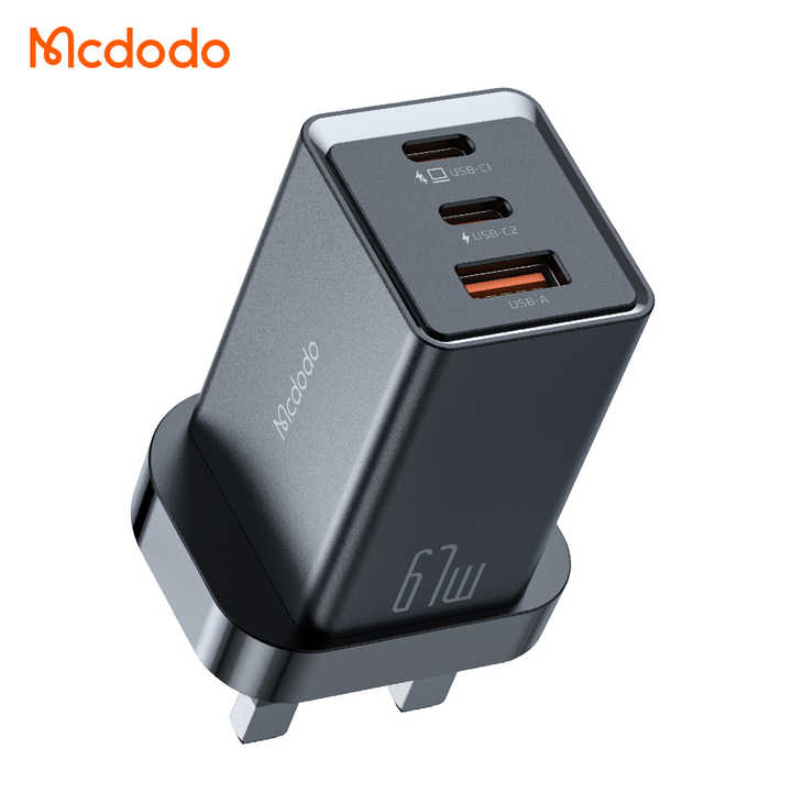 Mcdodo 155 UK 67W GaN Mini PD Dual USB-C+ USB a Charger 65W PD3.0 QC4.0 ...