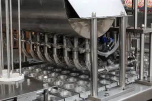 20200401J QCF स्वचालित वायवीय प्रसंस्करण लाइन पानी भरने की मशीन पूरी तरह से-वायवीय रोटरी कप भरने सील मशीन