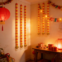 Guirlande de fleurs artificielles de marguerites Nicro en promotion avec pompons, décoration suspendue pour mariage indien, Diwali, Jour des Morts mexicain