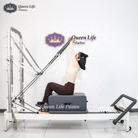 Queenlife Yoga Studio Springs Body Reform Machine de Pilates Reformer en aluminium blanc avec demi-tournebrise