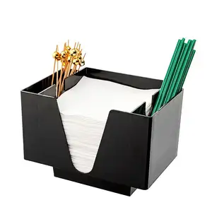 Khuyến mại uống 3 khoang nhựa nhà hàng ống hút khăn ăn chủ bar phục vụ Caddy Bar Organizer