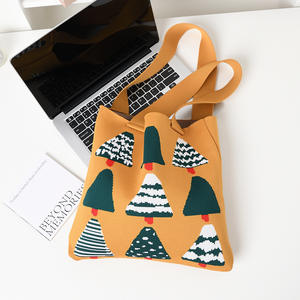 Sac à main tricoté décontracté pour femme pour usage quotidien Sac à provisions réutilisable avec motif d'<span class=keywords><strong>arbre</strong></span> de Noël en polyester - Product Image 6