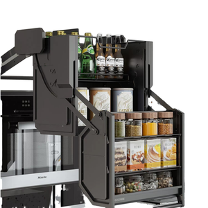 Lemari Penyimpanan Dapur Modern Bertingkat Dua dari Logam dengan Sistem Angkat untuk Peralatan, Rempah-rempah, Makanan, dan Peralatan Makan - Product Image 2