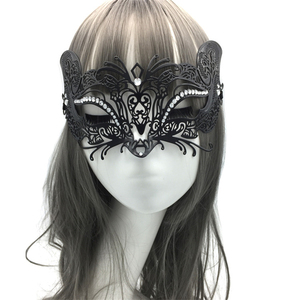 Maschera in Metallo con Strass, Copricapo da Donna a Mezza Faccia con Occhi di Tigre, Accessorio per Cosplay, Mascherata, Halloween e Spettacoli Teatrali - Product Image 5