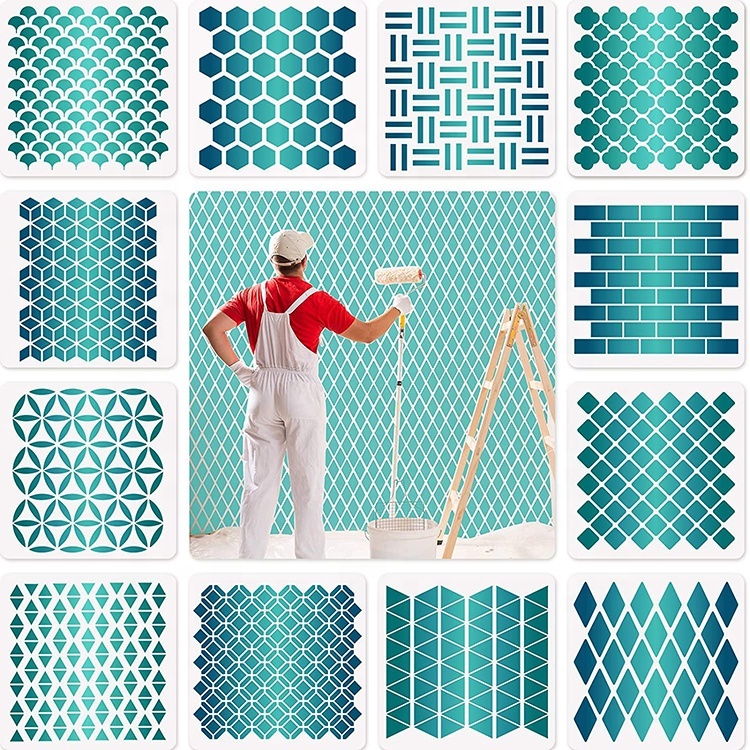 factory new design custom stencil PET laser cut wall decoration large size stencil