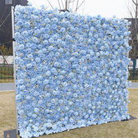 Fondo de tela 5D azul cielo Rosa Artificial aliento de bebé arreglo de boda decoración de pared de fondo para Bodas/eventos de Navidad