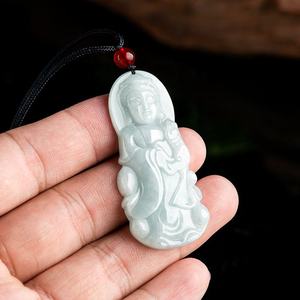 Colgante de Jade Blanco Natural de Jadeíta Guanyin Avalokiteshvara, Estilo Chino Budista UNISEX, Regalo con Certificado de Tasación GY64 - Product Image 3
