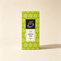 Boîte d'emballage en papier personnalisée avec logo, à fond auto-verrouillant, pour l'emballage de sachets de thé vert