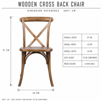 Chaise à dossier croisé en bois pour événements, idéale pour mariages, banquets, locations, hôtels, cafés et restaurants - Vente en gros