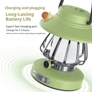 Lampe de camping LED d'extérieur - Design rétro en forme d'<span class=keywords><strong>escargot</strong></span>, recharge Type-C, lanterne d'ambiance portable pour tente - Product Image 3
