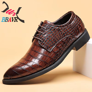Zapatos Formales y Casuales de Oficina para Hombre, con Cordones, Parte Superior de PU, Estampado Animal, Estilo Británico Coreano, Punta Puntiaguda, Talla Grande, Otoño - Product Image 1