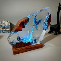 Lampe Dragon de Glace en Résine Époxy, Statue Artistique Dragon, Cadeau d'Halloween, Artisanat Créatif Européen et Américain en Résine