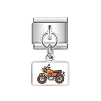 Bracelet modulaire en acier inoxydable avec pendentif pédale couleur macaron et motif âne électrique, accessoire DIY personnalisé