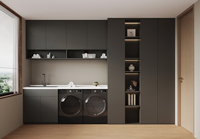 Armoires de rangement modernes pour buanderie, compatibles avec l'évier et la machine à laver, idéales pour le rangement dans le salon