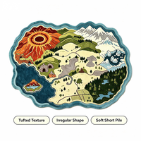 Tapis personnalisé tufté à la main, motif paysage fantastique, tapis décoratif irrégulier en forme de carte d'île, tapis de sol personnalisé pour la décoration intérieure
