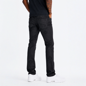 Ropa Urbana Chic de Mezclilla con Diseño de Rombo en Relieve, Pantalones de Mezclilla Ajustados de Cintura Baja y Corte Acampanado para Hip Hop, Punk y Streetwear - Product Image 2