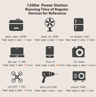 Station d'alimentation portable 1200W à bas prix, 110/230V, modules de protection contre les surtensions, station de banque d'alimentation