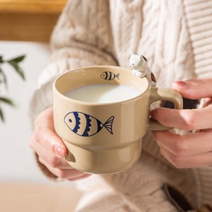 MSH personalizzato Logo 260ml stile giapponese <span class=keywords><strong>Cat</strong></span> Design ceramica tazza Latte per caffè - Product Image 4