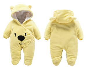Hot Sale Großhandel Winter Dicke Baumwolle Baby Boy Kleidung Kapuze Stram pler Mädchen Baby Overalls - Product Image 2