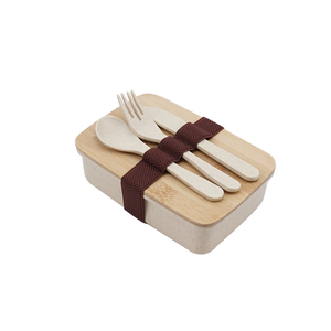 Caja Bento de fibra de bambú a prueba de fugas biodegradable personalizada respetuosa con el medio ambiente estudiante trabajador de oficina tapa de bambú caja Lubnch <span class=keywords><strong>Reusa</strong></span> - Product Image 2