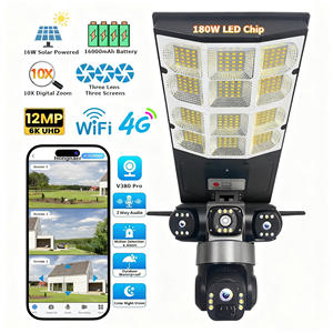 Zonne-aangedreven 180W LED-straatlamp met 12MP 6K UHD 3-scherm 3-lens camera 4G WiFi 10x digitale zoom - Product Image 3
