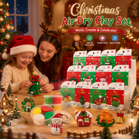 Kit d'art en argile sur le thème de Noël avec outils, ensemble d'argile à séchage à l'air pour Noël, ensemble de pâte à modeler pour Noël
