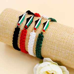 Pulsera Trenzada Hecha a Mano con Mapa de Palestina, Colgante de Bandera Palestina de Acero Inoxidable de Alta Calidad para Hombres y Mujeres, Regalo - Product Image 1