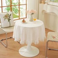 Nappe en dentelle vintage écologique de style français, anti-poussière, couleur unie, luxe léger, romantique, design personnalisable, pour salle à manger/café