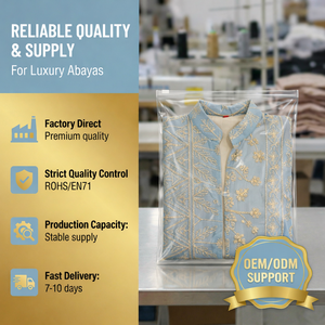 ชุดอาบายะปักลายเปิดด้านหน้าสำหรับผู้หญิง พร้อมเข็มขัด 2 ชิ้น ชุดราตรีแบบเรียบร้อยสำหรับงานอีด แบรนด์ส่วนตัว - Product Image 6