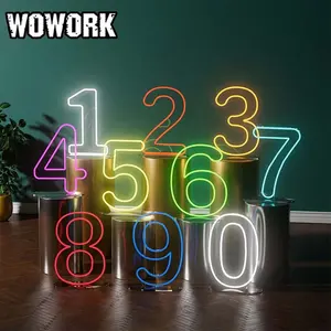 2023 WOWORK Pemasok Pabrik Grosir 3D Kata Kustom LED RGB Pesta Akrilik Selamat Ulang Tahun Lampu Neon dengan Desain Logo